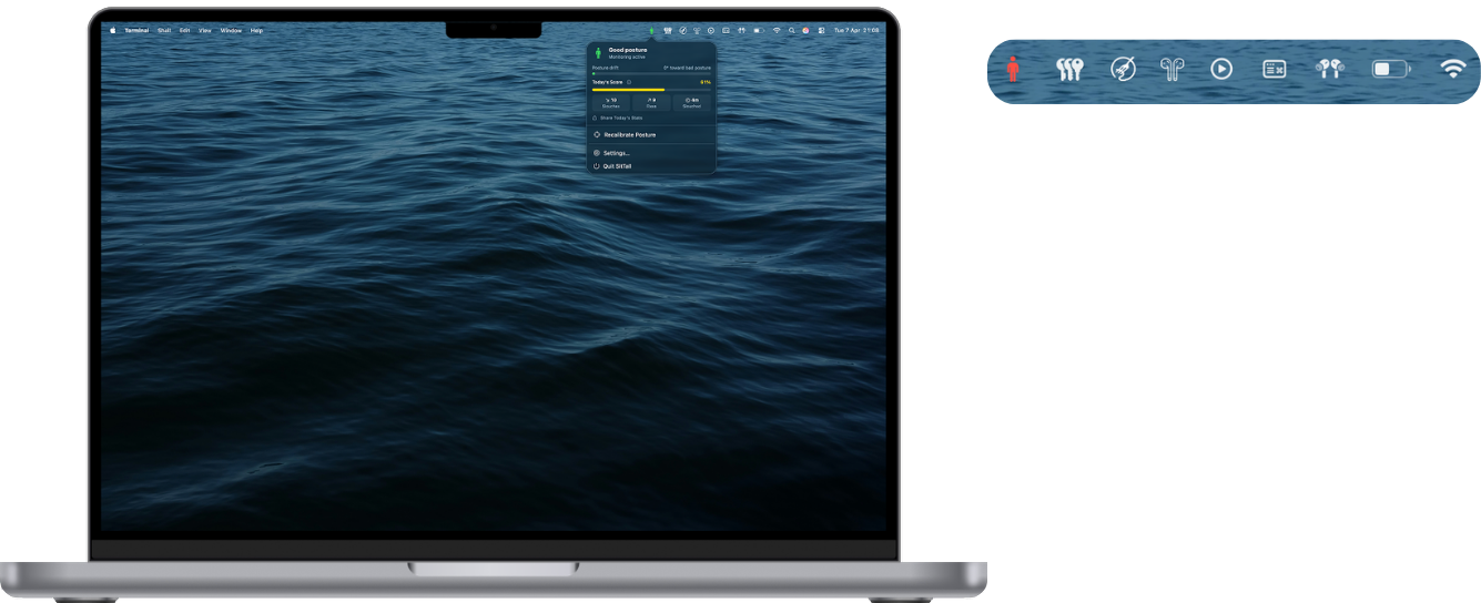 SitTall - Fix Your Posture icon visible in the macOS menu bar
